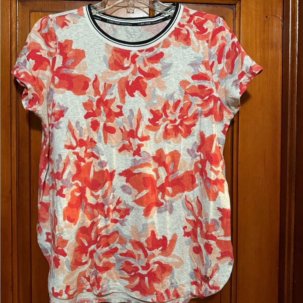 Calvin Klein Orange Floral Short Sleeve T-Shirt
